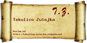 Tekulics Zulejka névjegykártya